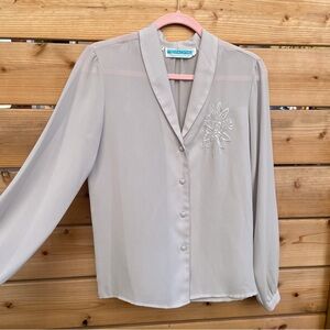 80s Sheer Embroidered Blouse